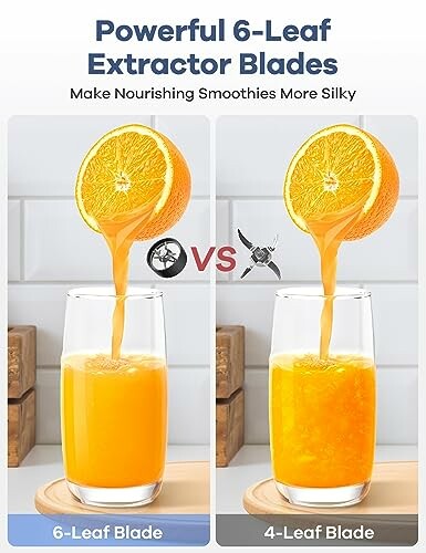 Comparison of 6-leaf and 4-leaf extractor blades with orange juice.