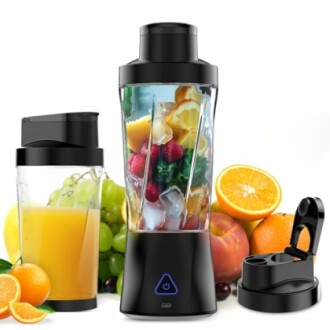 Portable blender with fruits and juice