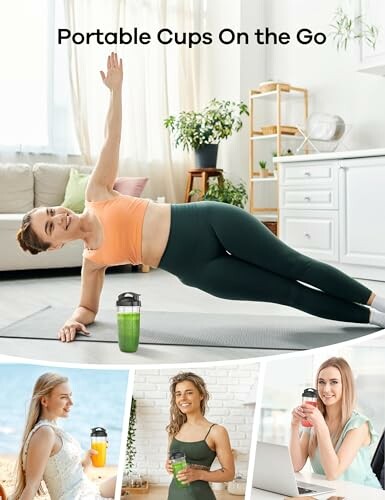 Women using portable cups during activities